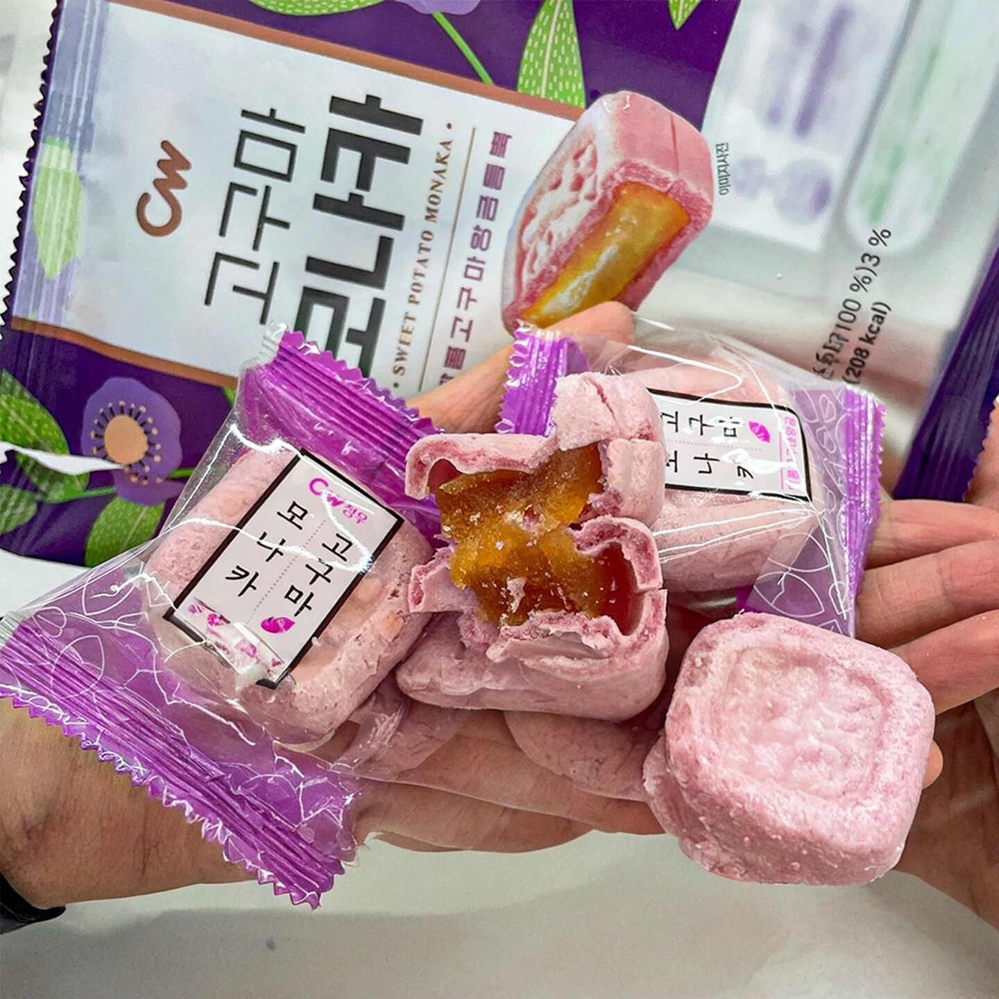 韩国进口cw青右红薯红豆夹心糯米糕怀旧零食儿童早餐点心下午茶
