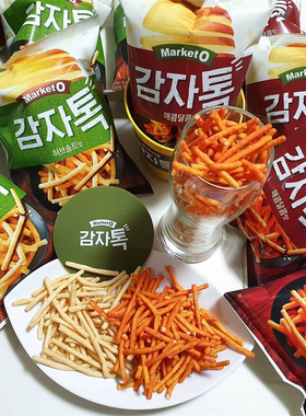 韩国进口零食 好丽友market o酸辣椒盐黄油鱿鱼味膨化土豆脆薯条
