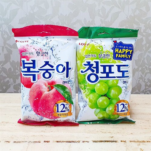 乐天韩国进口儿童水果硬糖青葡萄
