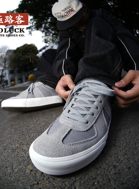 极路客原野灰色男女复古小众德训鞋国潮鞋耐磨减震舒适专业滑板鞋