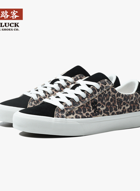 极路客北斗星 豹纹鞋女新款男女休闲板鞋 减震复古耐磨专业滑板鞋