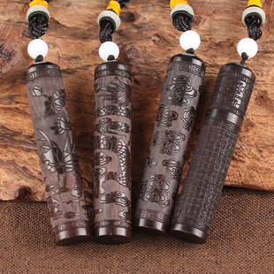 黑檀木鼻烟壶木质创意随身携带迷你户外雕刻鼻烟粉瓶子紫光檀香筒