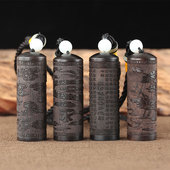 黑檀木雕刻沉香片烟丝香筒家用创意随身紫光檀迷你香桶木质香粉罐