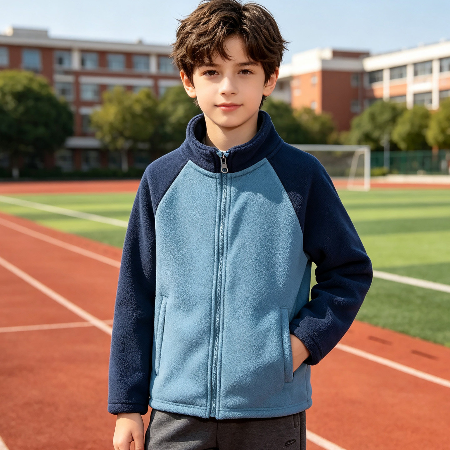 中大童摇粒绒外套男童儿童防风保暖童装2025新款秋冬季上衣那木村