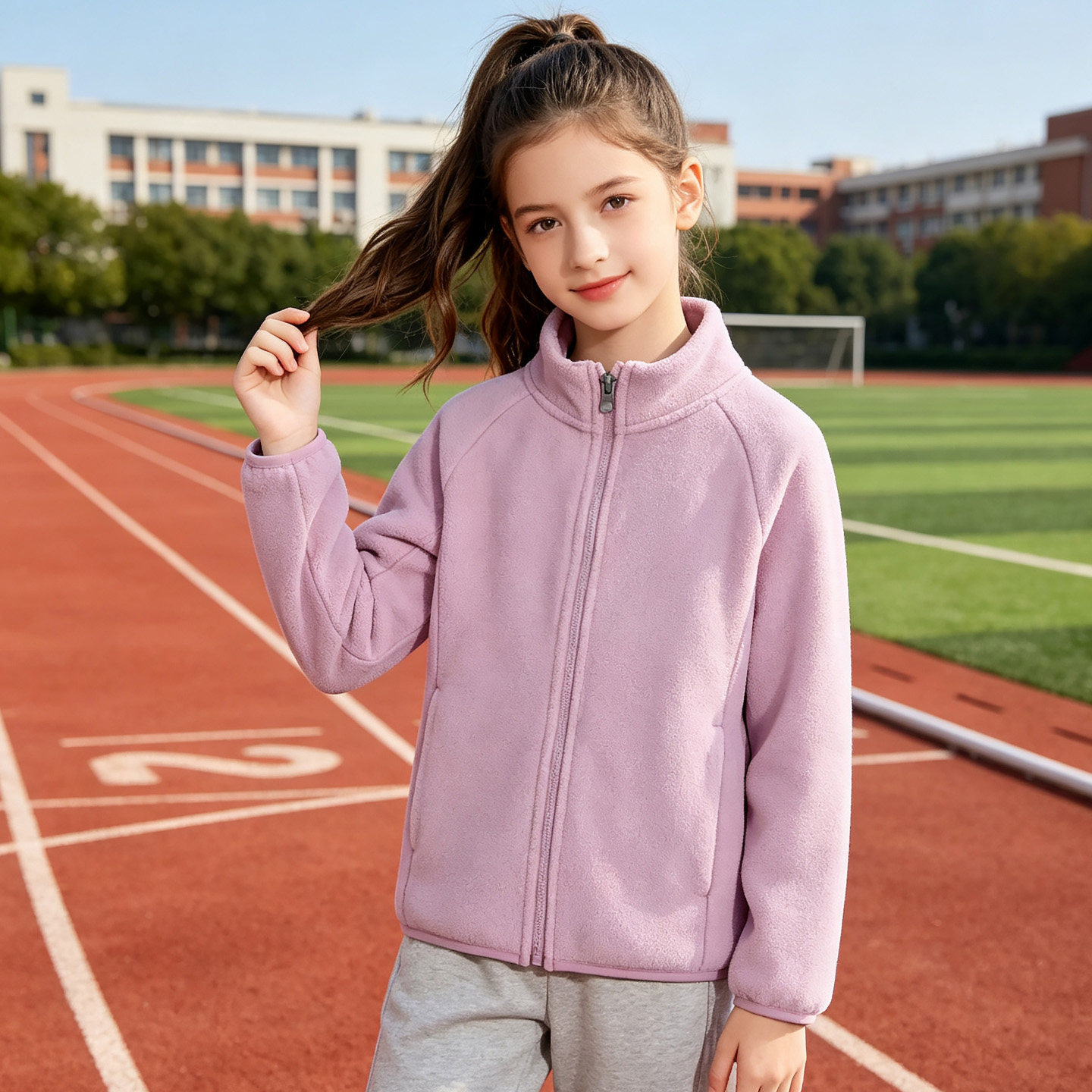女童摇粒绒立领春秋外套儿童秋冬加厚保暖童装上衣女孩冲锋衣内胆
