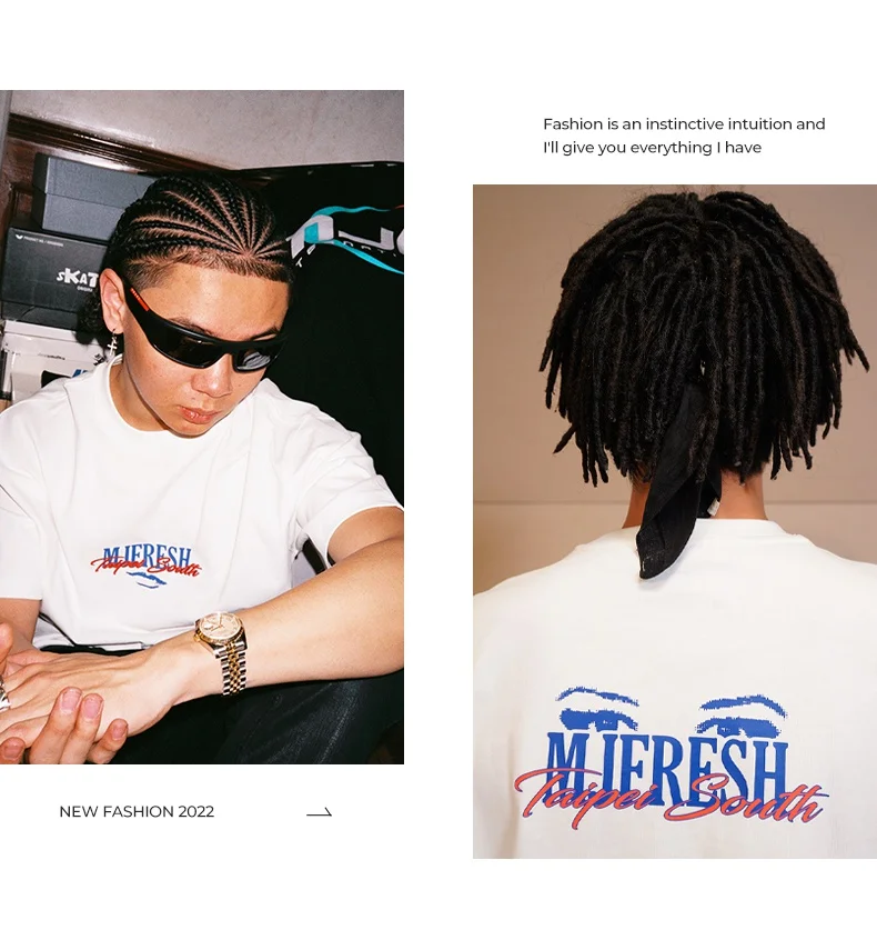 【顽童mj116主理】mj fresh 2023新款logo潮牌印花圆领短袖t恤男