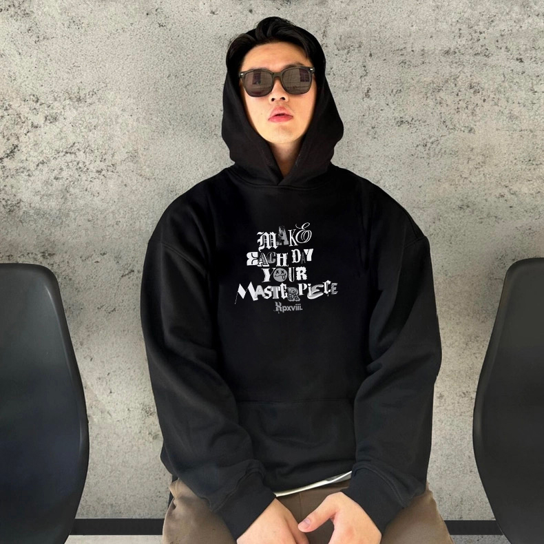 XPX周柏豪同款英文标语美式帽衫