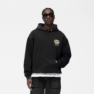 REPRESENT Crest Hoodie 赛车主题旗帜徽章美式做旧水洗连帽卫衣