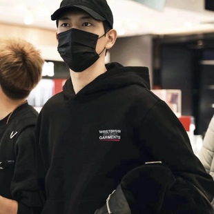 李现同款 WRSTBHVR PIONEER 字母logo印花cleanht美式连帽卫衣