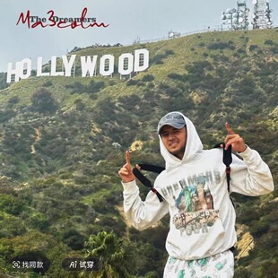 Ma3colm 卡米然 追梦系列世界巡演好莱坞城市元素美式连帽卫衣
