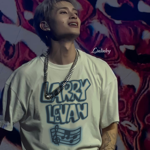 MOONWAV李大奔同款“音乐字符”美式街头复古印花美式短袖T恤