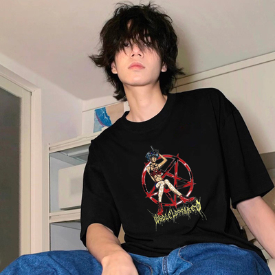 二次元高街美式复古街头短袖T恤