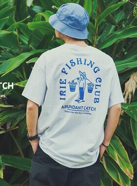 IFC IRIE FISHING CLUB 鱼贩子路亚钓鱼佬文化标语美式短袖T恤