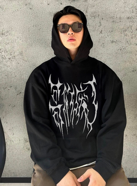 WASTED CLUB河南说唱之神新版哥们废了国潮文字美式秋冬加绒帽衫