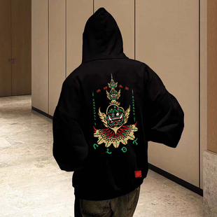 CL 陈冠希联名泰国曼谷凝结集团限定男女情侣美式复古抓绒帽衫