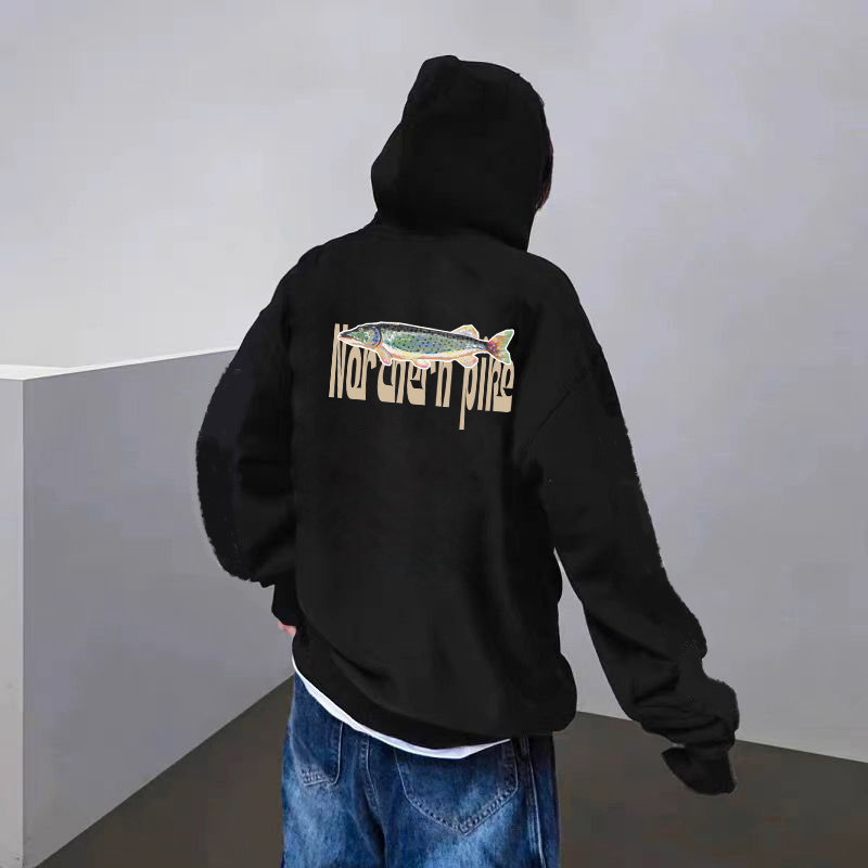 溪有物鉴“狗鱼”路亚钓鱼帽衫