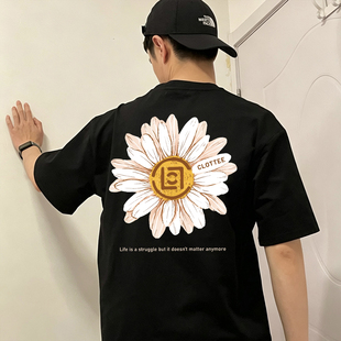 CLOT 陈冠希同款小雏菊印花男女情侣美式复古短袖T恤
