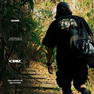 ORIZ路亚钓鱼佬鲈鱼印花夏季透气美式复古男女情侣街头短袖T恤