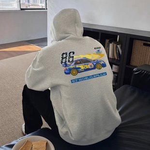 Expensive 赛车系列宽松连帽卫衣外套休闲秋冬加绒美式帽衫-WRC