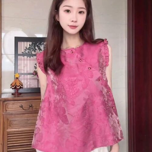 新中式国风轻奢高级感无袖衬衫女装2026夏季气质百搭唐装上衣马甲