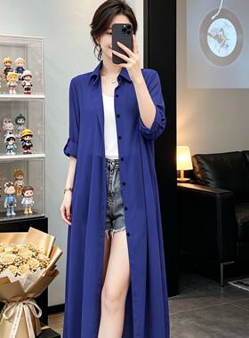 女夏薄款长款防晒开衫外搭大码