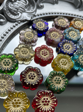 捷克进口琉璃梅花六瓣花18mmDIY串珠手工手作吊坠项链饰品配件
