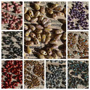 捷克进口双孔水滴琉璃珠3 6mmDIY手工手作项链耳环手链饰品配件