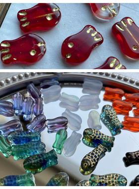 捷克进口琉璃大小鱼9*5mm6*14mmDIY手工串珠项链手链吊坠饰品配件