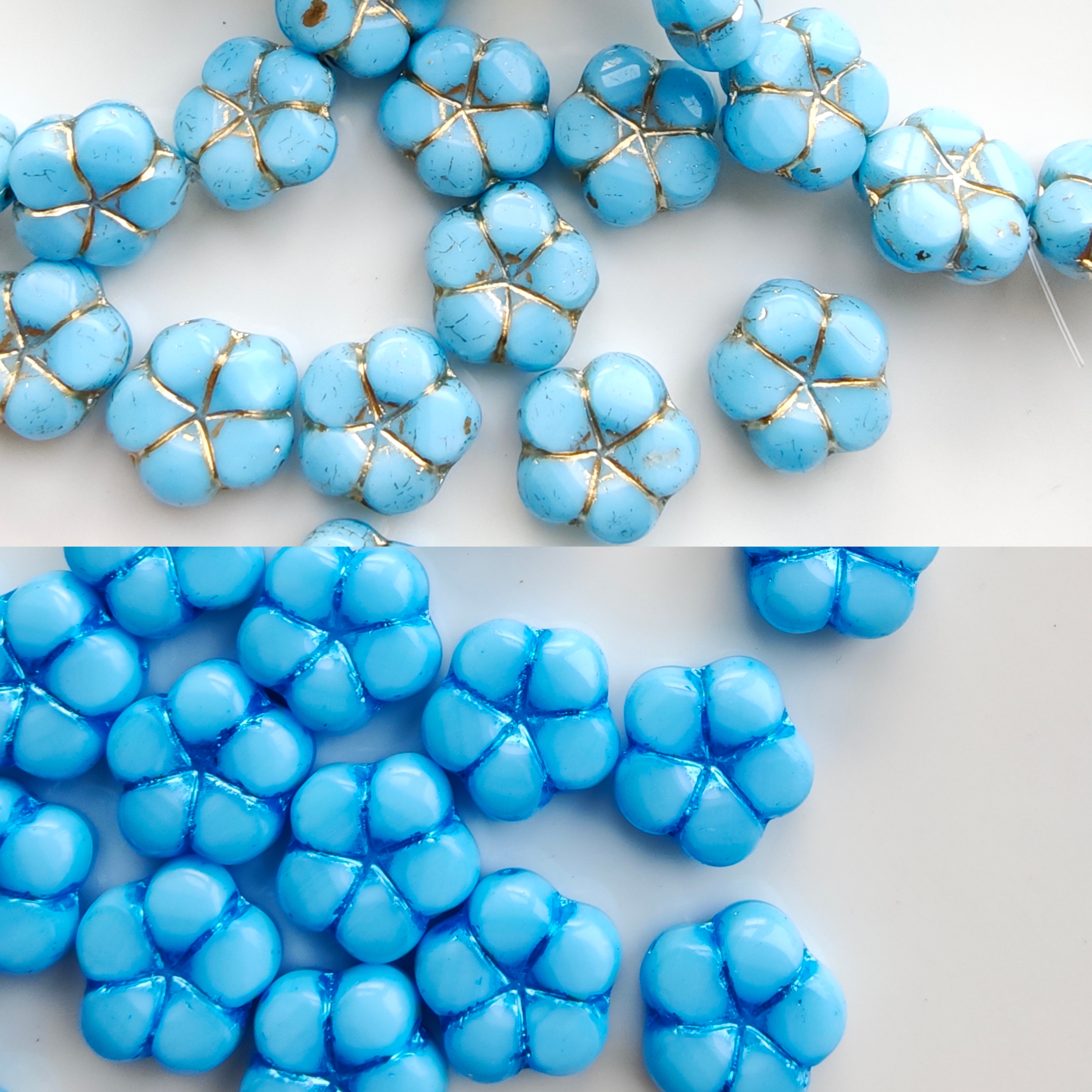 进口捷克琉璃五瓣花大小约14/16mm手工串珠材料diy饰品散珠配件