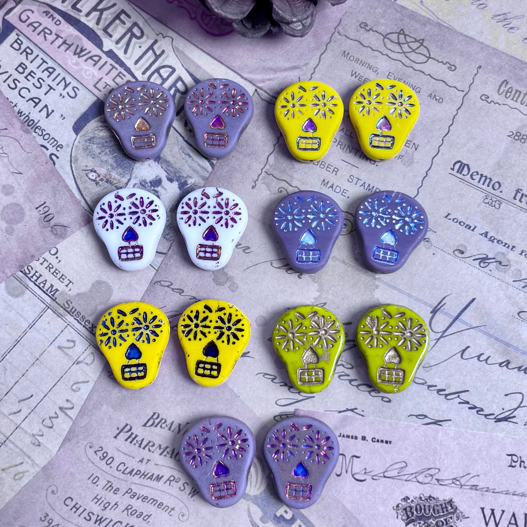 可爱琉璃骷髅珠20*16mm万圣节狂欢进口捷克琉璃珠手工手作diy饰品