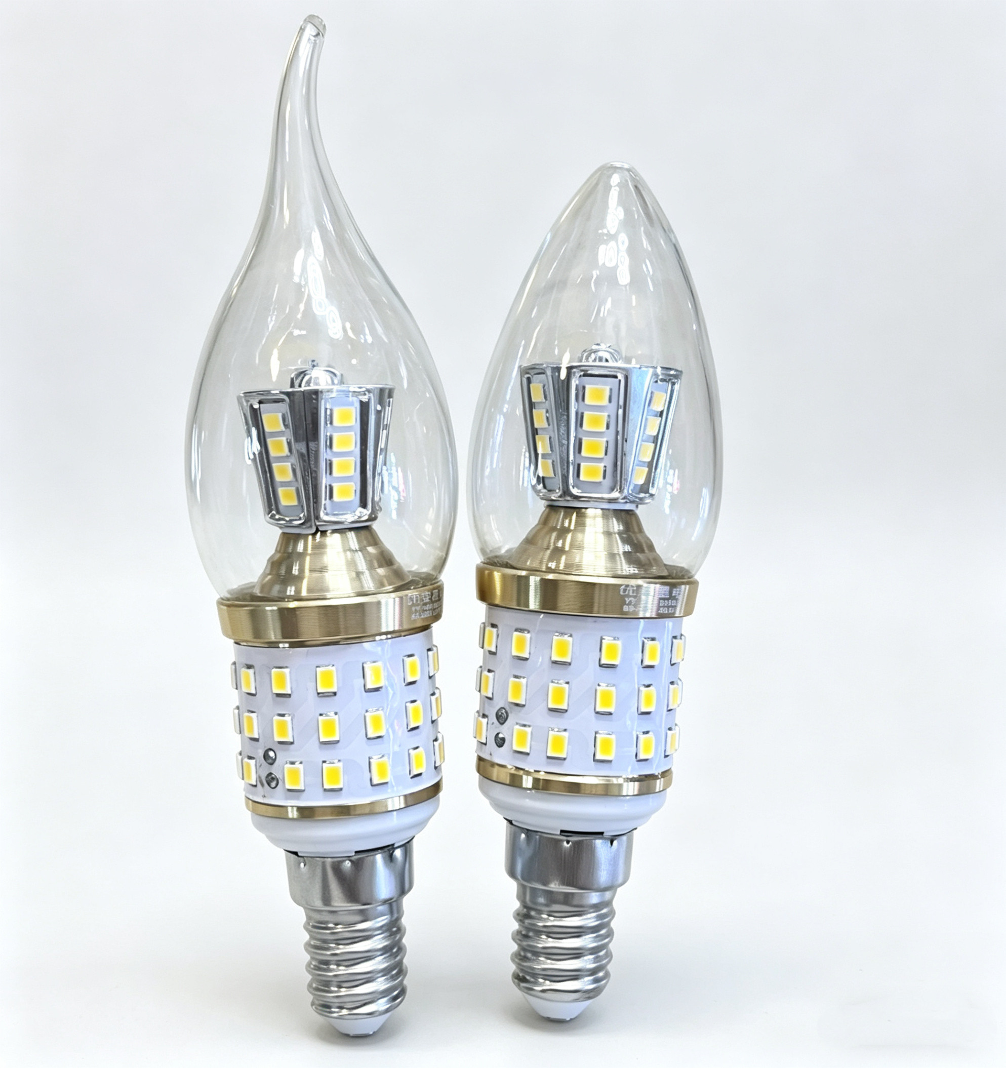 尖泡拉尾LED蜡烛灯上下发光E14小螺口12W水晶吊灯LED烛形灯泡超亮