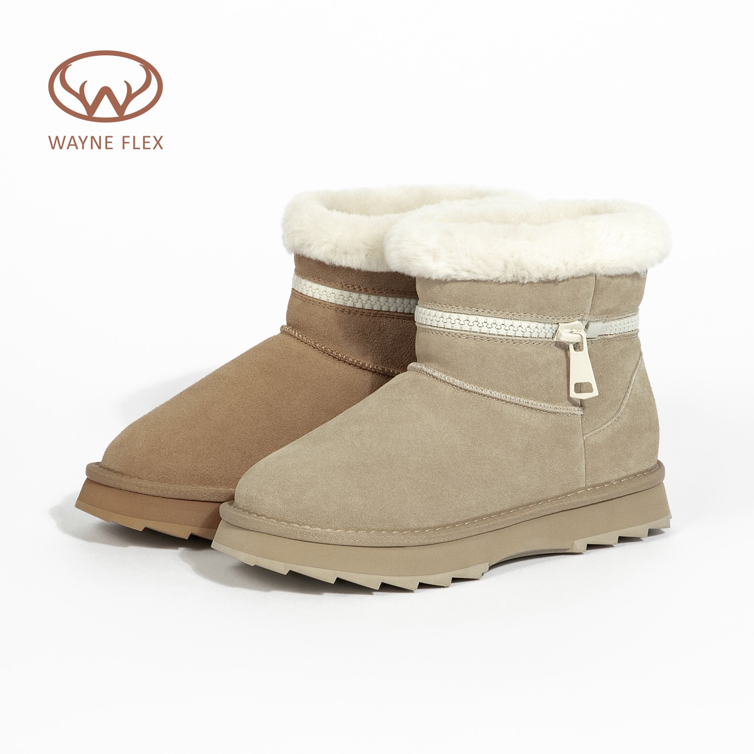 17号的下午| 韦恩 短筒保暖厚底澳洲进口羊皮毛一体雪地靴女短靴