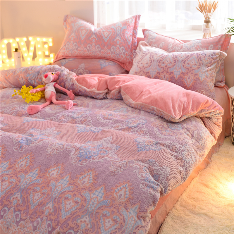 2019新款6D雕花绒四件套单双人冬季加厚保暖套件床上用品|msdalam kategori seperai dan bantal, pakej peralatan tempat tidur/Sebuah keluarga empat/Keping kit - dari Buy2taobao.com untuk memberikan perkhidmatan ejen Taobao profesional membeli