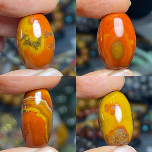 原矿精品宣化上古战国红玛瑙配珠桶珠文玩配饰鸡油黄鸡血红刘大湾