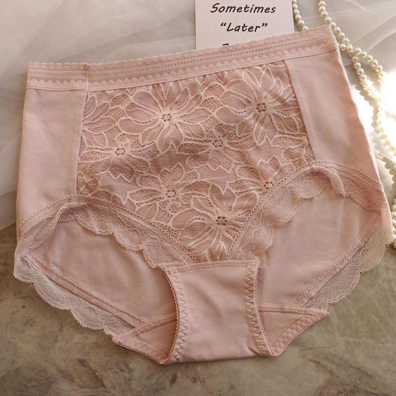 薄款高腰莫代尔棉内裤女胖mm纯棉高腰包臀蕾丝边无痕大码三角裤头