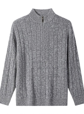 「MTT」高领半拉链绞花长袖针织衫YX37