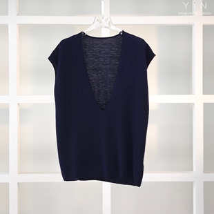 「MTT」羊毛桑蚕丝深V无袖 25106 针织衫