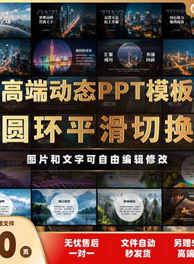 动态PPT模板30页高端动画圆环切换平滑效果可编辑源文件图片排版