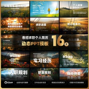 高端动态效果大学生应聘自我介绍春招求职个人简历动态PPT模板