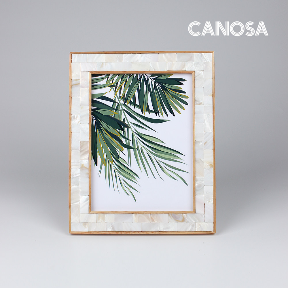 天然贝壳马赛克相框6 7 8 10寸实木ins简约风画框桌面摆件摆台