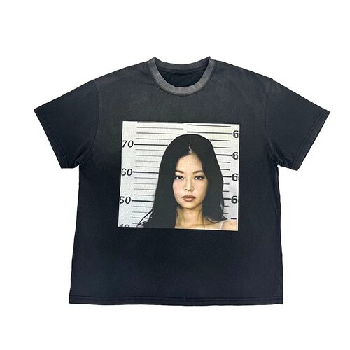 KK11服饰 jennie kim tee vintage 珍妮人脸复古短袖T恤