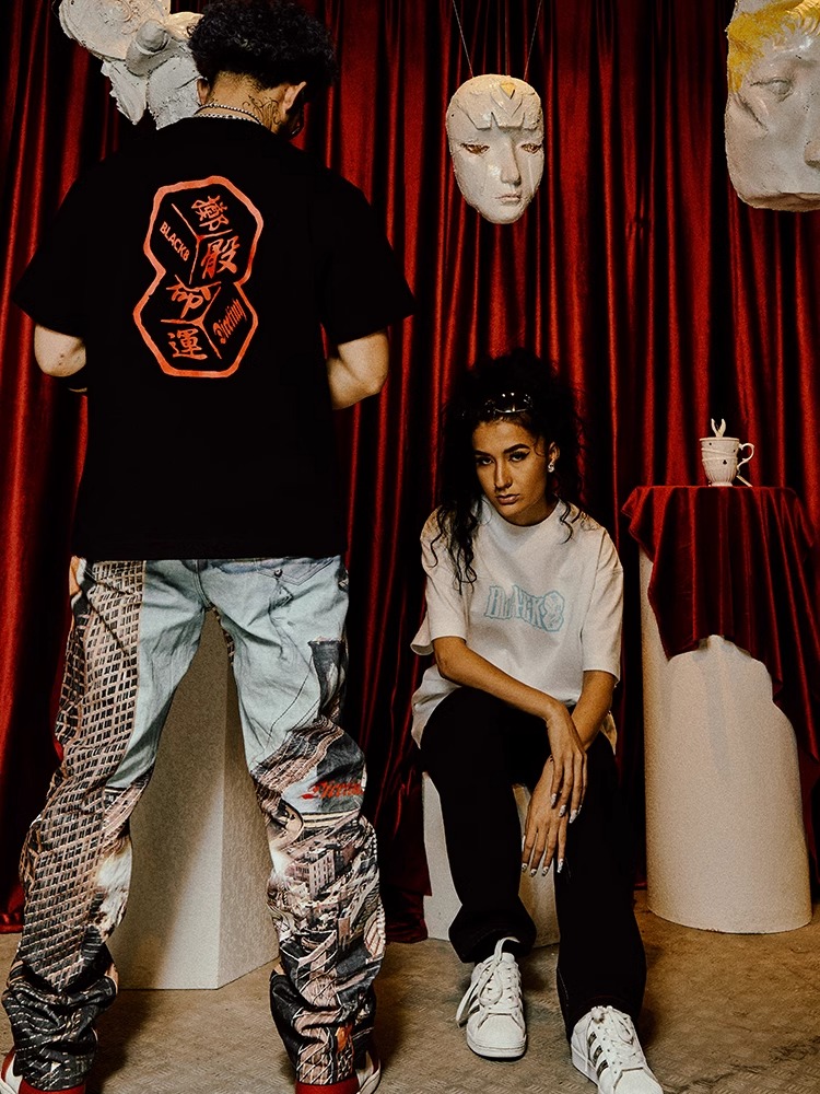 DICETINY X BLACK8MOB 联名款基础logo短袖T恤男夏季街头潮牌半袖