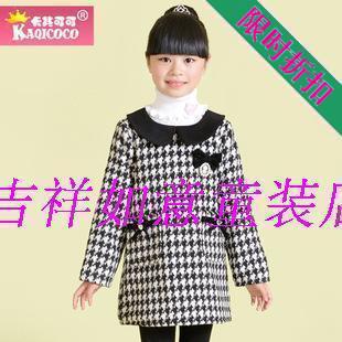 卡其可可童装时尚女童秋冬连衣裙2016秋季新款儿童韩版长袖毛呢裙