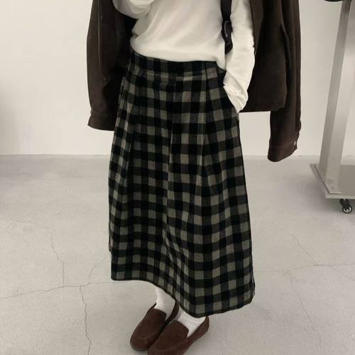 LEAVES叶子家复古格子半身裙