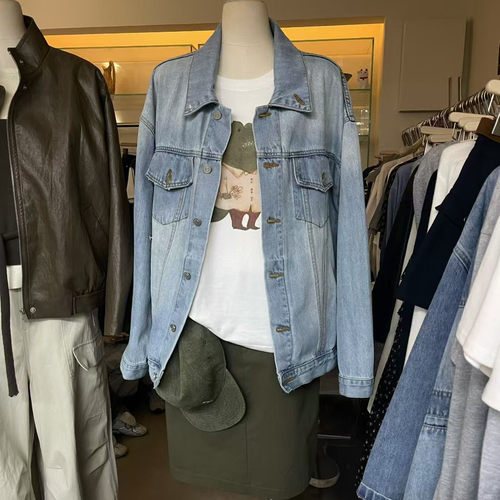 LEAVES叶子家复古牛仔翻领短外套