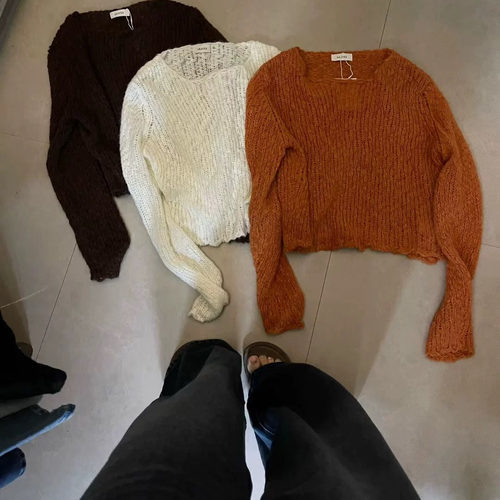 LEAVES叶子家法式镂空针织衫