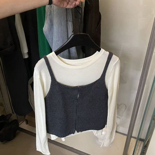 LEAVES叶子家韩版百搭背心套装