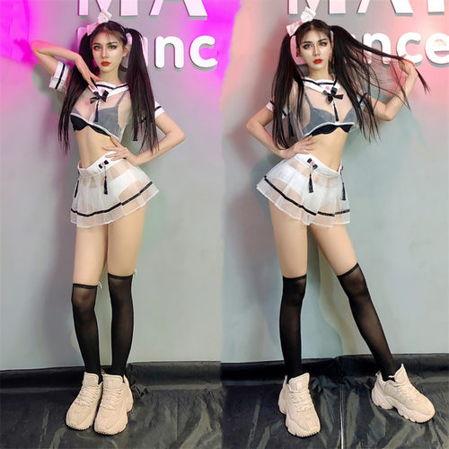 夜店学生装白色吧演出服