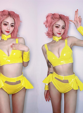 新款gogo派对演出服黄色比基尼商演巡演舞团女点舞气氛组DJ表演服