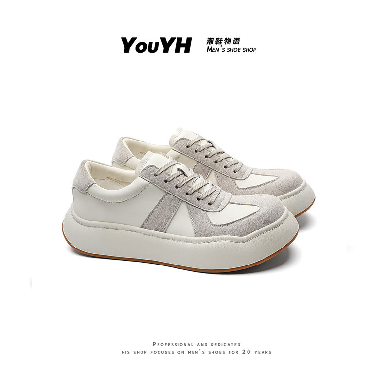 男士鞋子2026新款小白鞋女德训鞋男女厚底系带百搭休闲运动板鞋,流行男鞋,德训鞋,淘宝优惠券,粉丝福利购,淘宝优惠卷